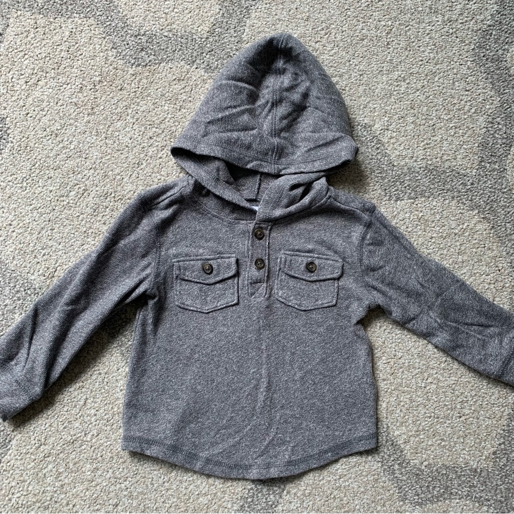 Toddler Boys Hooded Henley Sweater